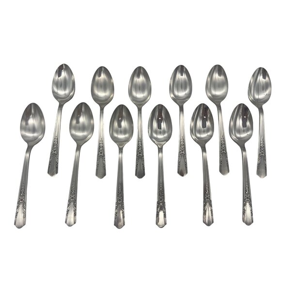 Oneida Simeon L & George H Rogers Jasmine 12 Teaspoons 6" Circa 1939 - Picture 1 of 5